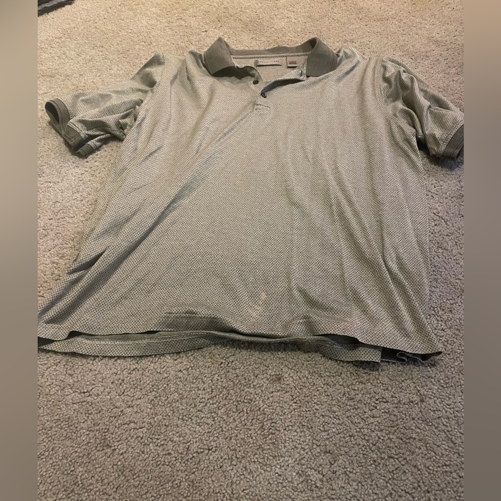 Light green on green, patterned polo size large